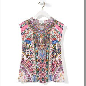 Camilla kids hooded kaftan Kalbelia in queen pink swim coverup Size 6